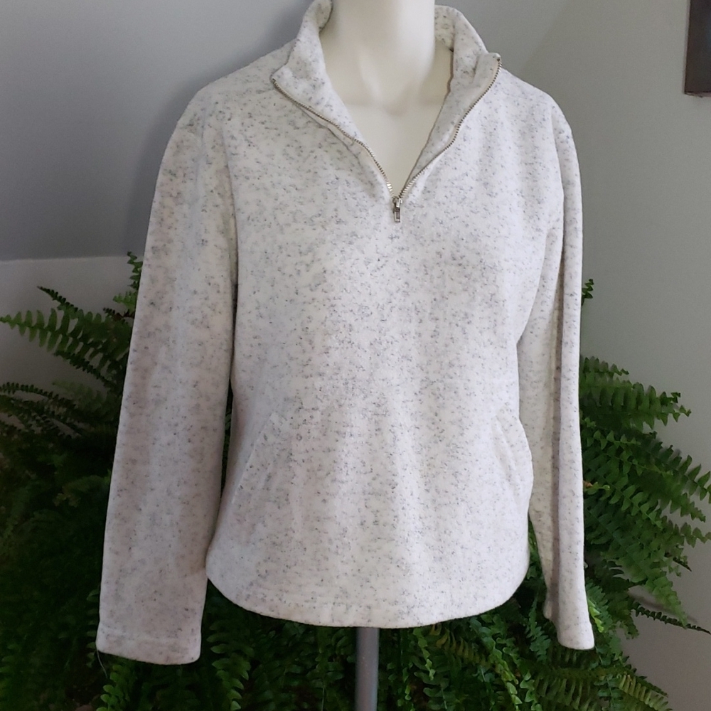 David Brooks Sherpa 1/4 Zip Pullover  in off white & gray marble.